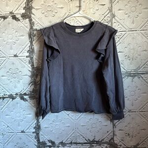 Ruffle acid wash sweatshirt